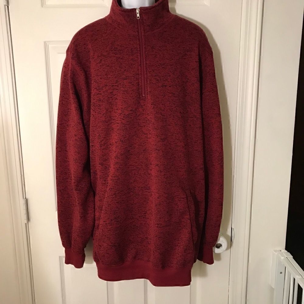 NWOT King Size 2XL Burgundy 3/4 Zippered Sweater!